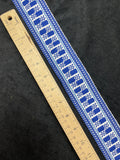 30" Cotton Ribbon Remnants Vintage - Blue and White Reversible