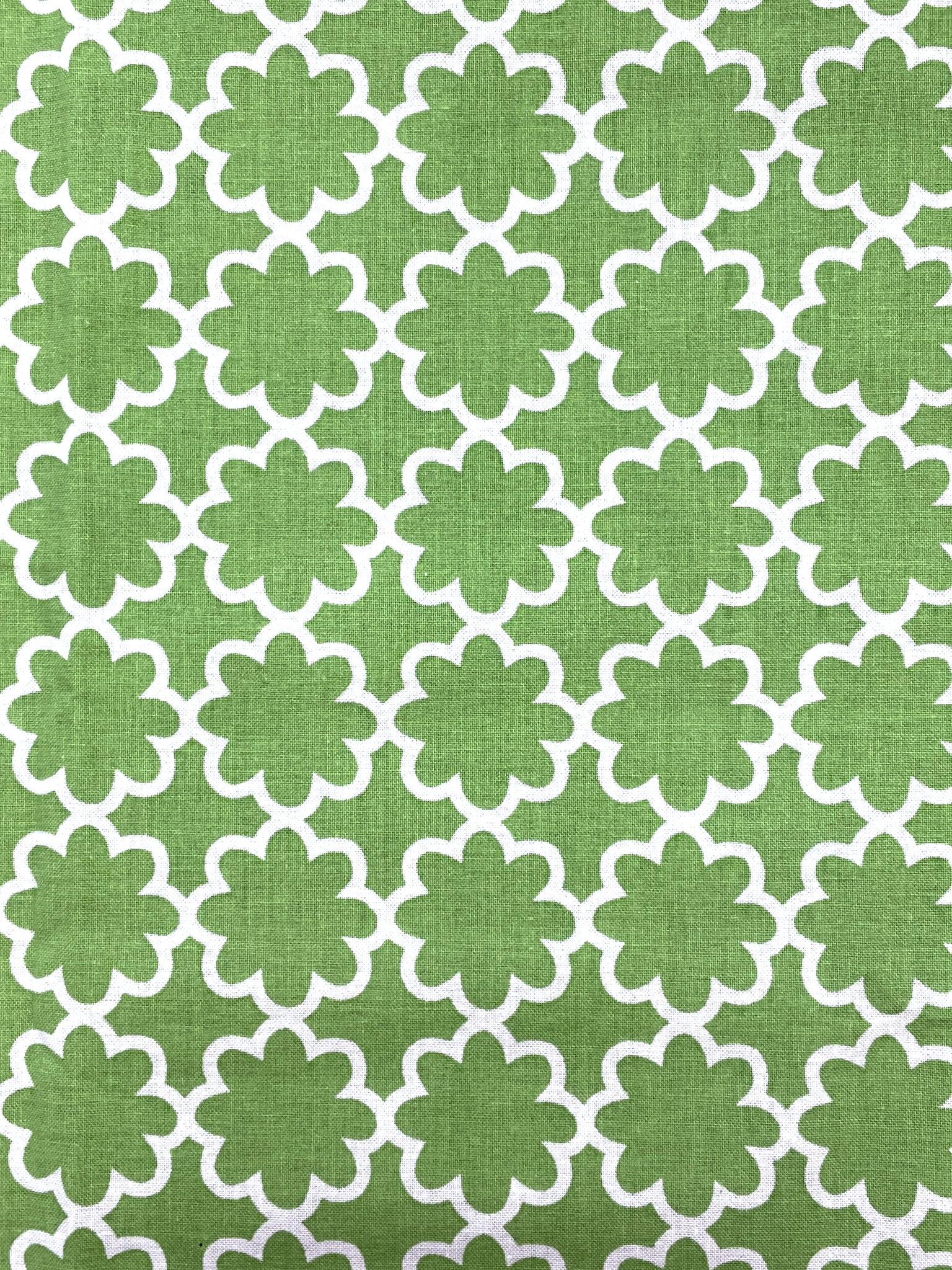 2 YD Quilting Cotton - Bright Green with White Flower Outlines