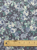 1 YD Cotton Knit Vintage - Blue Flowers with Teal Flowers