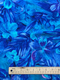 1 YD Lycra Crinkle - Multi Blue Floral