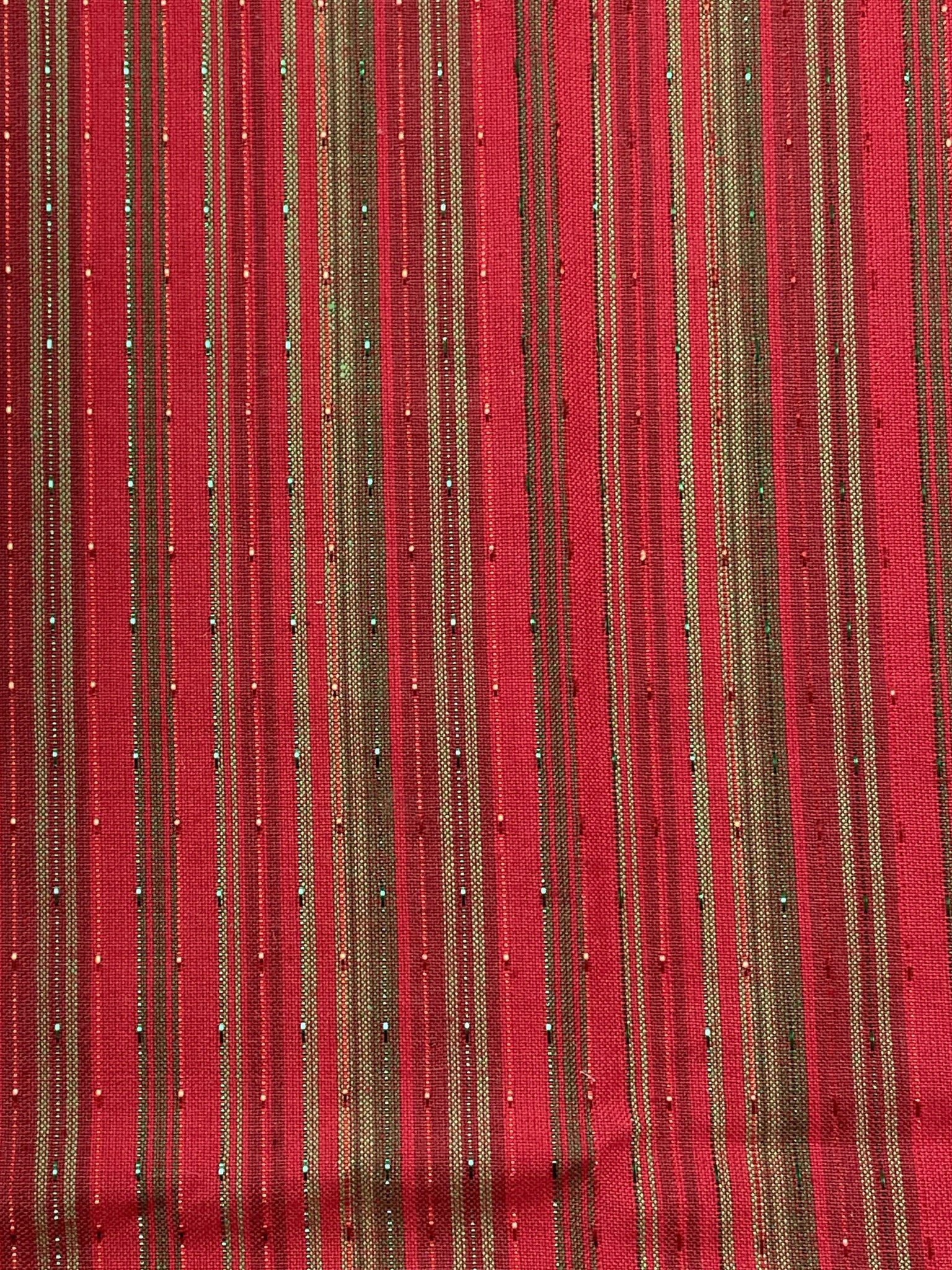 1 YD Cotton and Metallic Yarn-Dyed Stripes - Red and Green