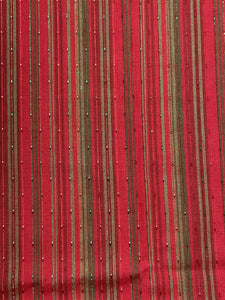 1 YD Cotton and Metallic Yarn-Dyed Stripes - Red and Green