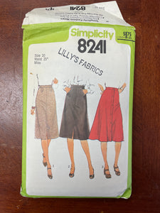 1977 Simplicity 8241 Sewing Pattern - Skirt