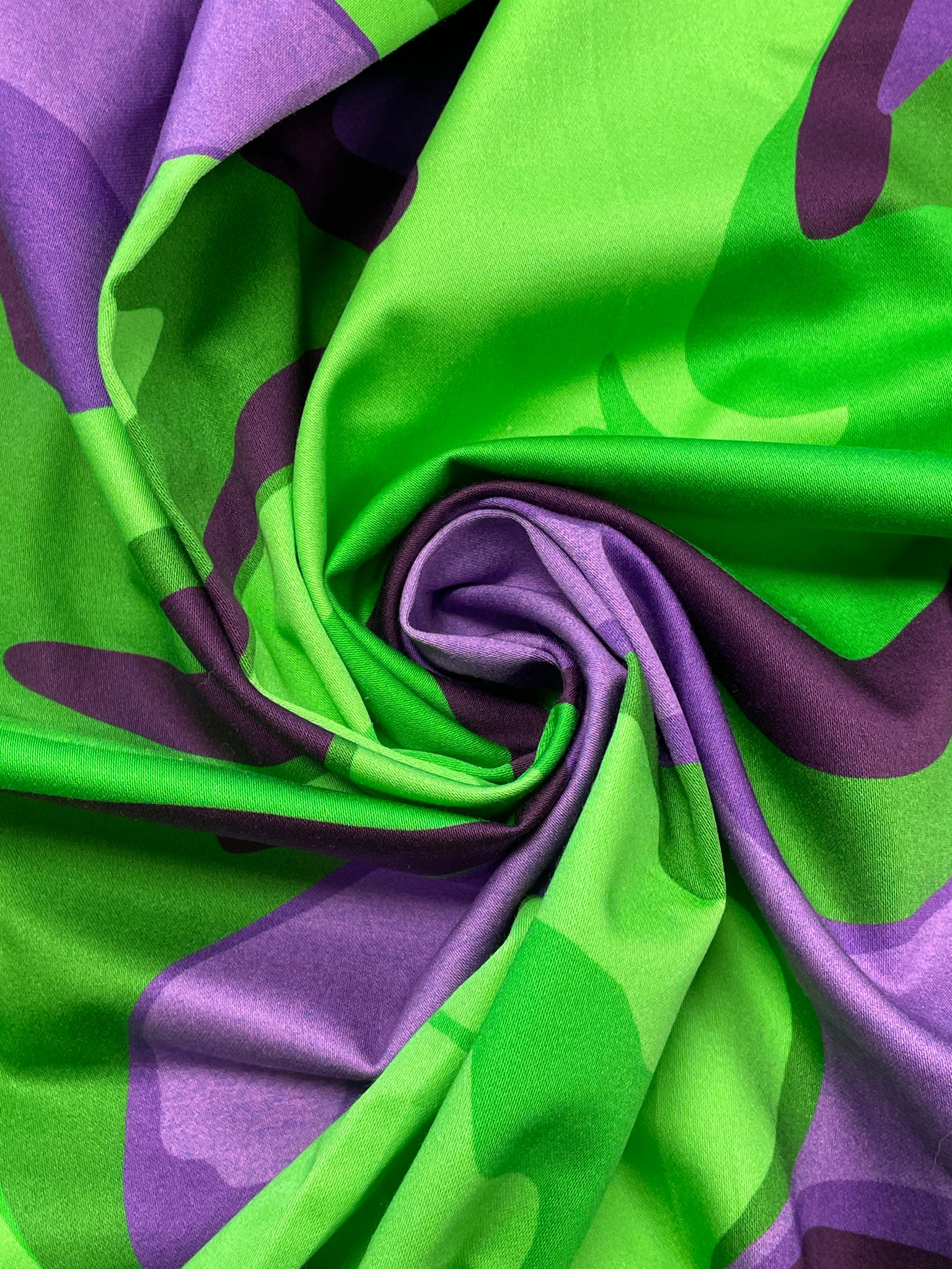 5/8 YD Cotton Stretch Sateen Remnant - Purples and Greens