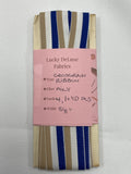 4+ YD Polyester Grosgrain Yarn-Dyed Striped Ribbon - Beige, White and Royal Blue