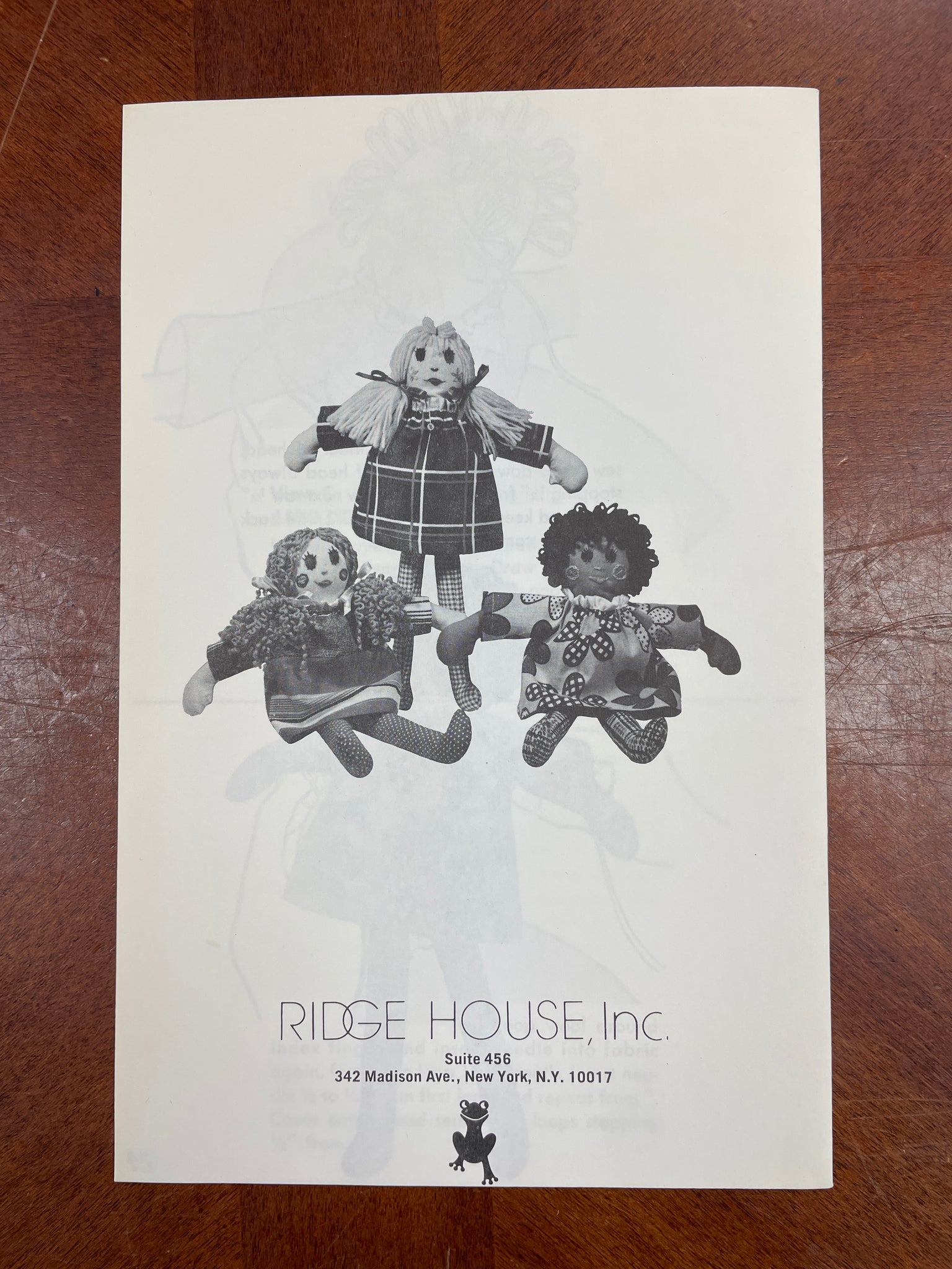 1972 Ridge House M-24 Sewing Pattern - 16" Rag Dolls FACTORY FOLDED