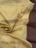 4 YD Cotton Voile - Beige with Cocoa Brown Border