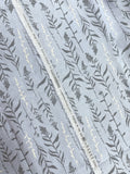 7/8 YD Cotton/Rayon Remnant - Blue with White and Gray Sprigs