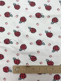 1 1/2 YD Cotton Blend Knit Vintage - White with Red Apples