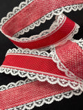 4 2/3 YDPoly/Cotton Fabric and Lace Trim-by-the-Yard Vintage - Red with White Dots and Lace