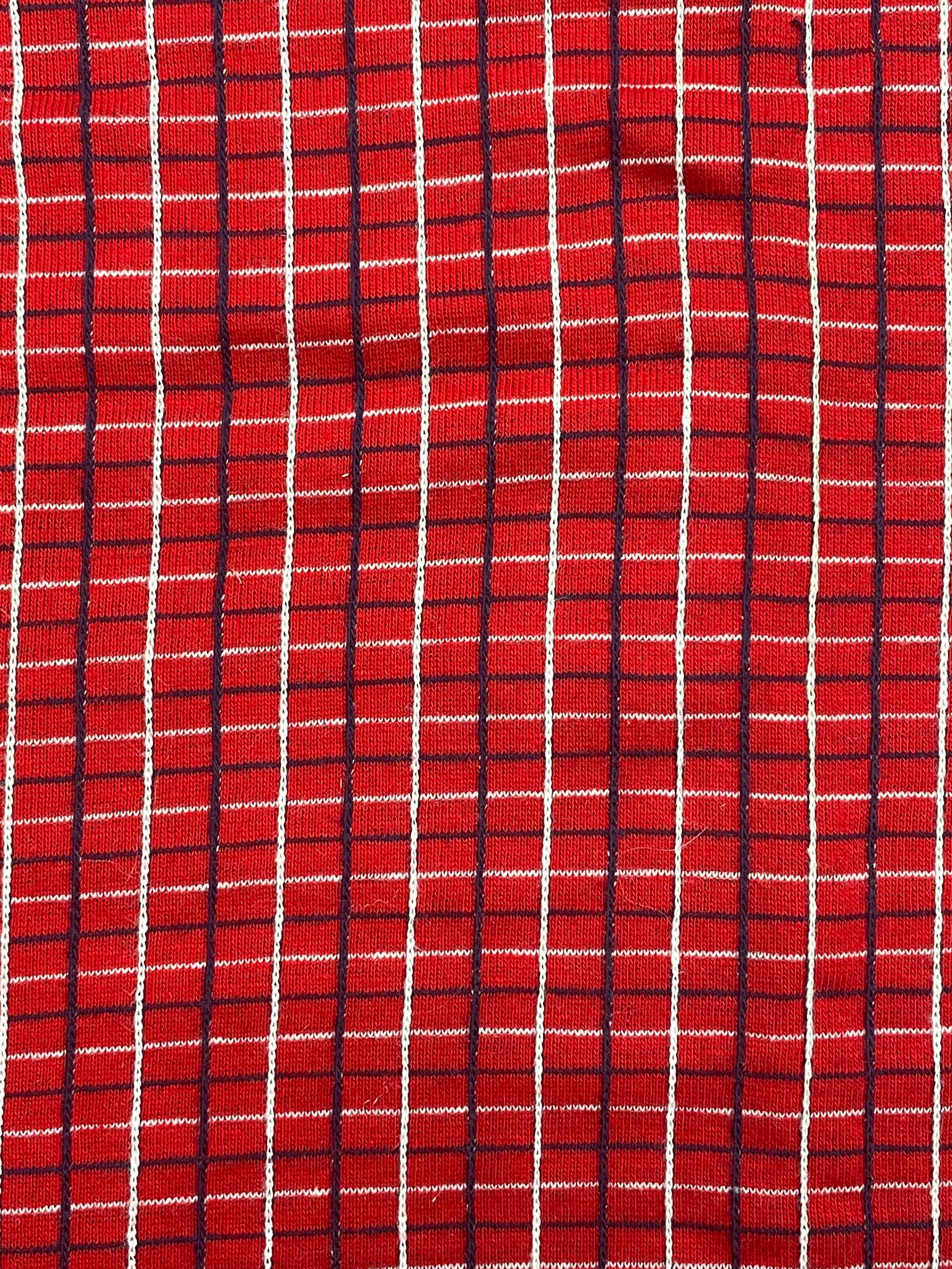 1+ YD Cotton Blend Yarn-Dyed Plaid Knit Vintage - Red with White and Blue