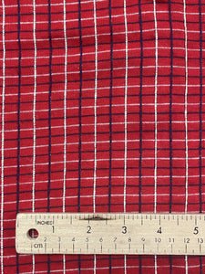 1+ YD Cotton Blend Yarn-Dyed Plaid Knit Vintage - Red with White and Blue