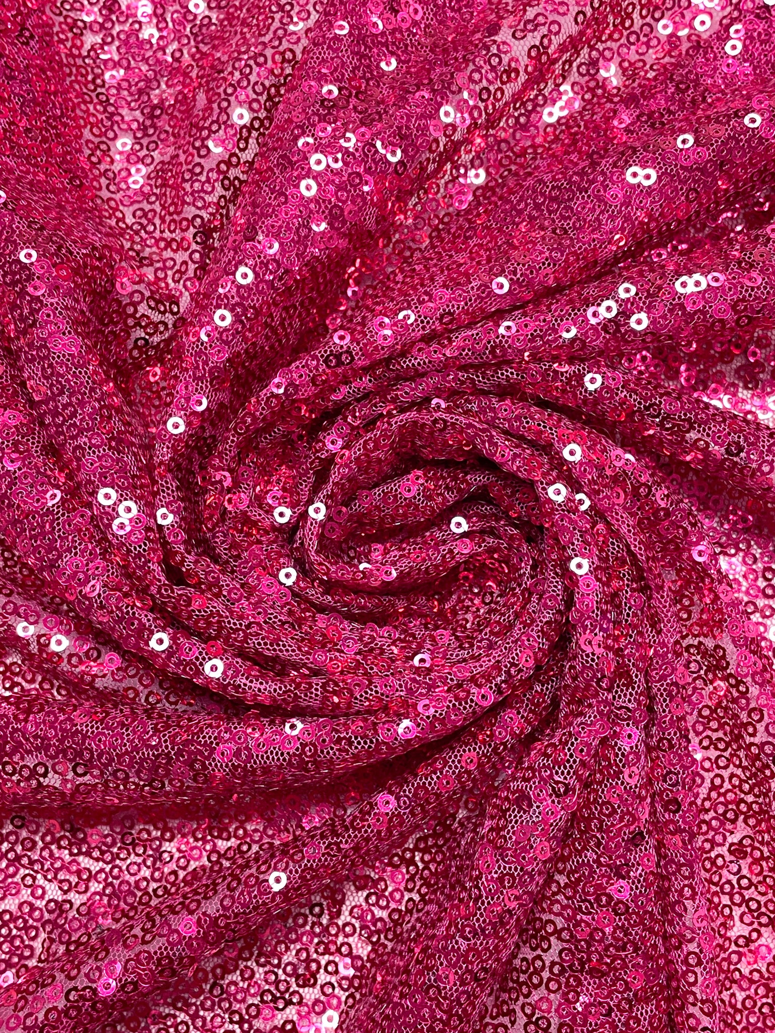 1 1/4 YD Miniature Sequins on Net- Fuchsia