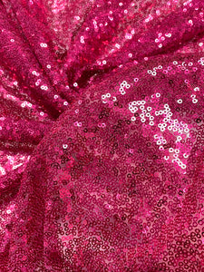 1 1/4 YD Miniature Sequins on Net- Fuchsia