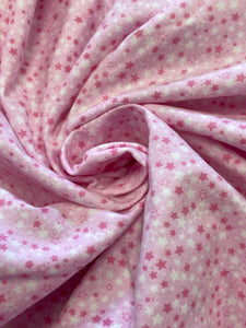 Cotton Flannel - Pink with Pink and White Starts