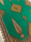 3 7/8 YD Cotton Panels Vintage - Green with Golden Yellow and Maroon Designs