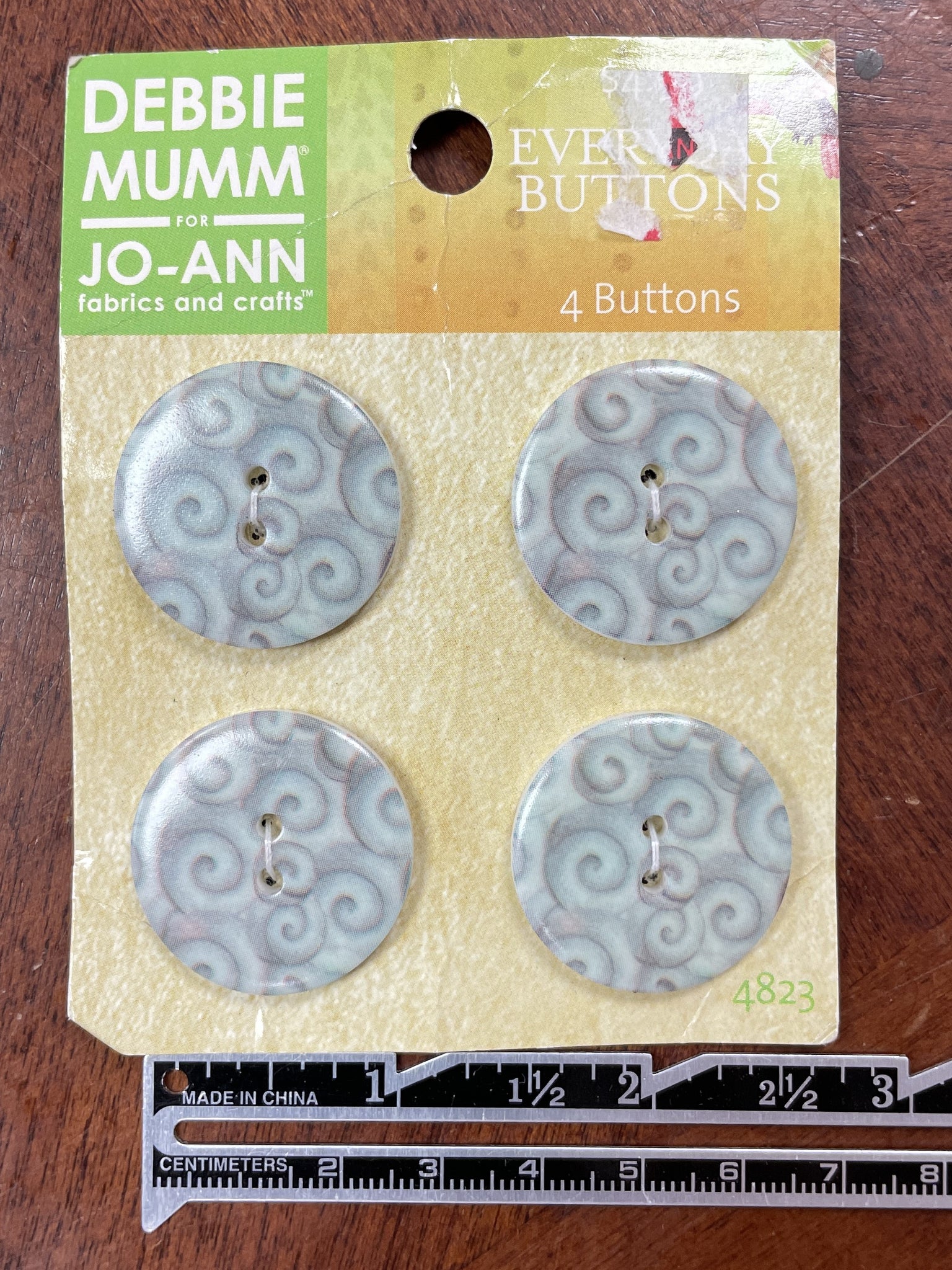 2008 Buttons Set of 4 Vintage - Pale Aqua with Swirls