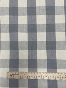 1 3/4 YD Cotton Yarn-Dyed Gingham Plaid - Grayish Blue and Off White