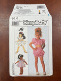 1996 Simplicity 9216 Sewing Pattern - Child's Dress, Top and Shorts FACTORY FOLDED