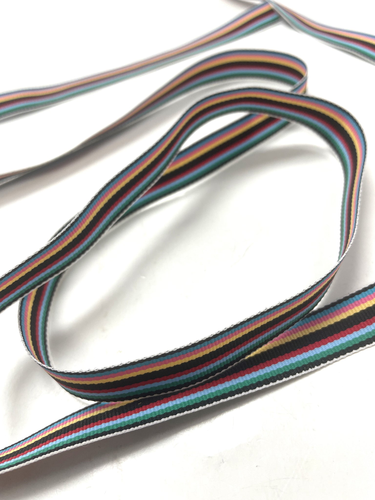 5+ YD Polyester Grosgrain Ribbon Vintage - Multicolored Stripes