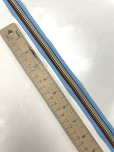 5+ YD Polyester Grosgrain Ribbon Vintage - Blue, Maroon, and Golden Yellow Stripes