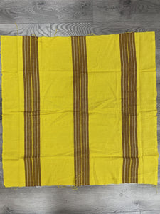 1 YD Cotton Hand Woven - Bright Yellow with Dark Red and Tan Stripes