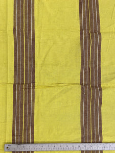 1 YD Cotton Hand Woven - Bright Yellow with Dark Red and Tan Stripes