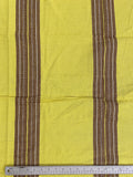 1 YD Cotton Hand Woven - Bright Yellow with Dark Red and Tan Stripes