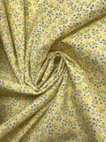 2 YD Poly/Cotton - Yellow with Small Pink, Yellow, Blue and Purple Tulips