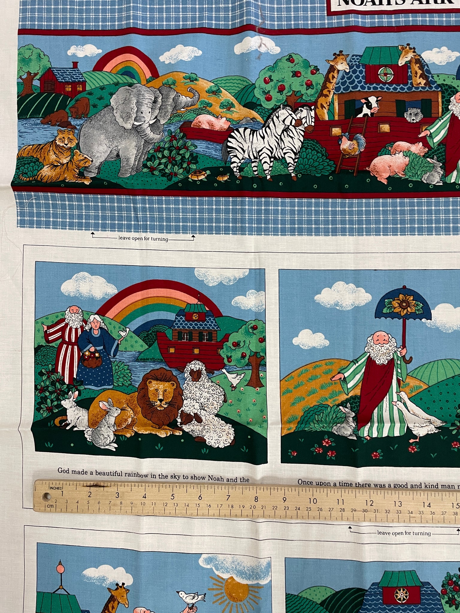 7/8 YD Quilting Cotton Soft Book Panel Vintage - Noah's Ark