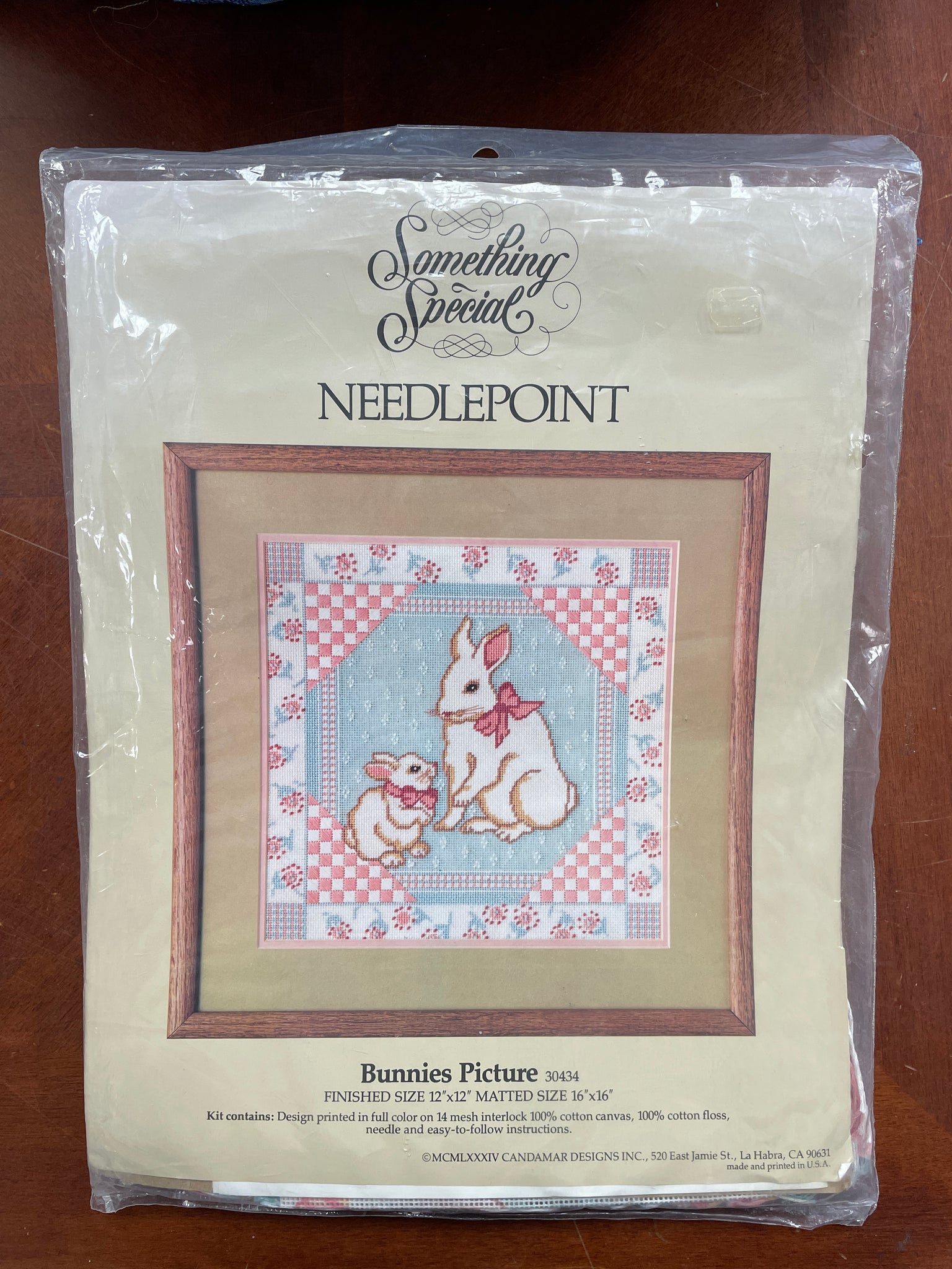 1984 Needlepoint Kit - Bunnies in Patchwork