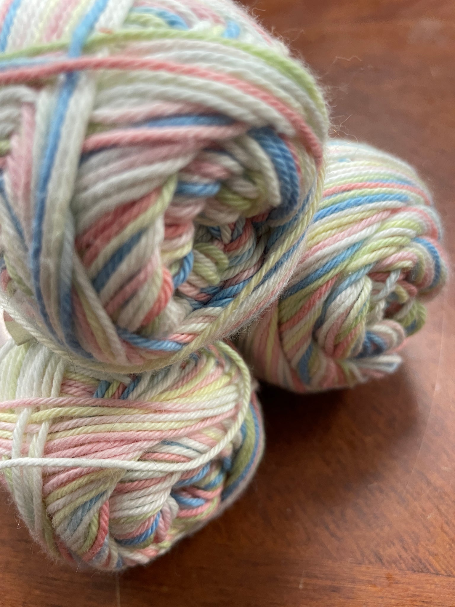 Yarn Cotton - Variegated White, Pink, Green and Blue