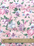 1 3/8 YD Cotton Vintage - Pink with Pink, Purple and Blue Flowers