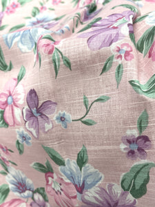 1 3/8 YD Cotton Vintage - Pink with Pink, Purple and Blue Flowers