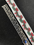 2 YD Polyester Ribbon - White Woven with Christmas Garland Swags