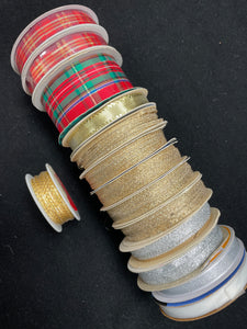 Metallic Ribbon Bundle - Christmas Plaids and Metallic Gold and Silver