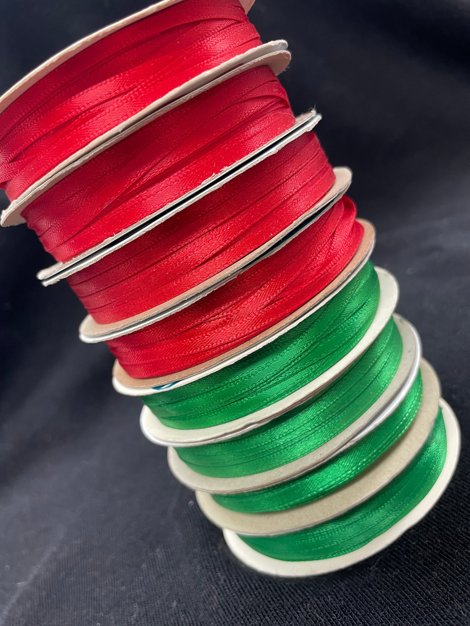 Satin Ribbon Bundle - Green and Red