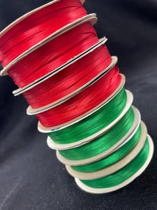 Satin Ribbon Bundle - Green and Red