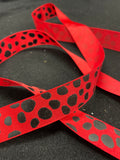 3 1/8 YD Ribbon Grosgrain - Red with Black Cheetah Spots