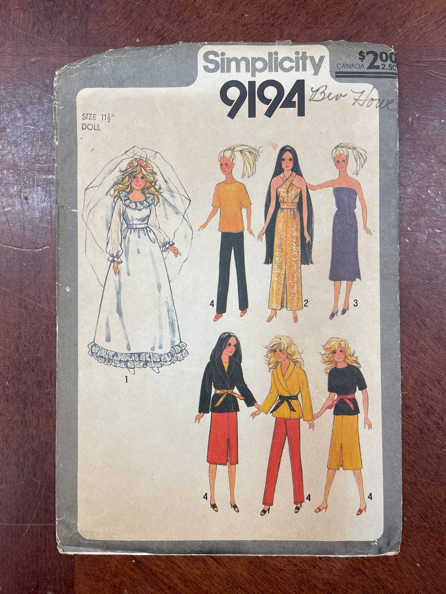 1979 Simplicty 9194 Sewing Pattern - Barbie Doll Clothes