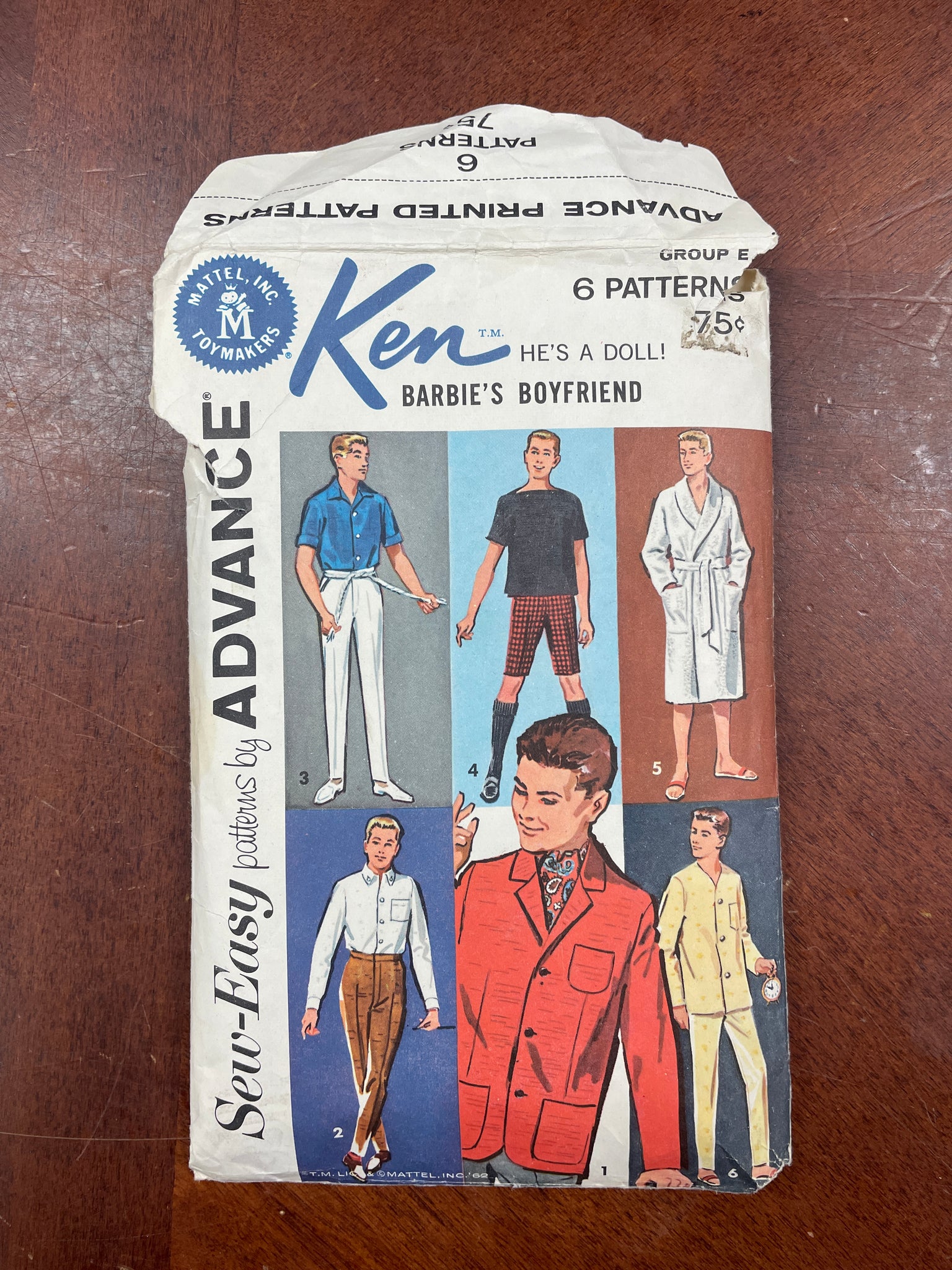 1962 Advance 2899 Sewing Pattern - Doll Clothes for Barbie's Boyfriend Ken