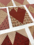 Orphan Quilt Blocks Set of 7 - Hearts