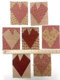 Orphan Quilt Blocks Set of 7 - Hearts