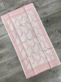 Linen Dresser Scarf Vintage - Pink and White Damask