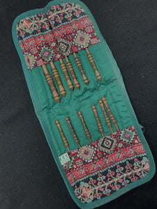 Brittany Brand Crochet Hook Set of  12 - Turned Wood with Roll Case