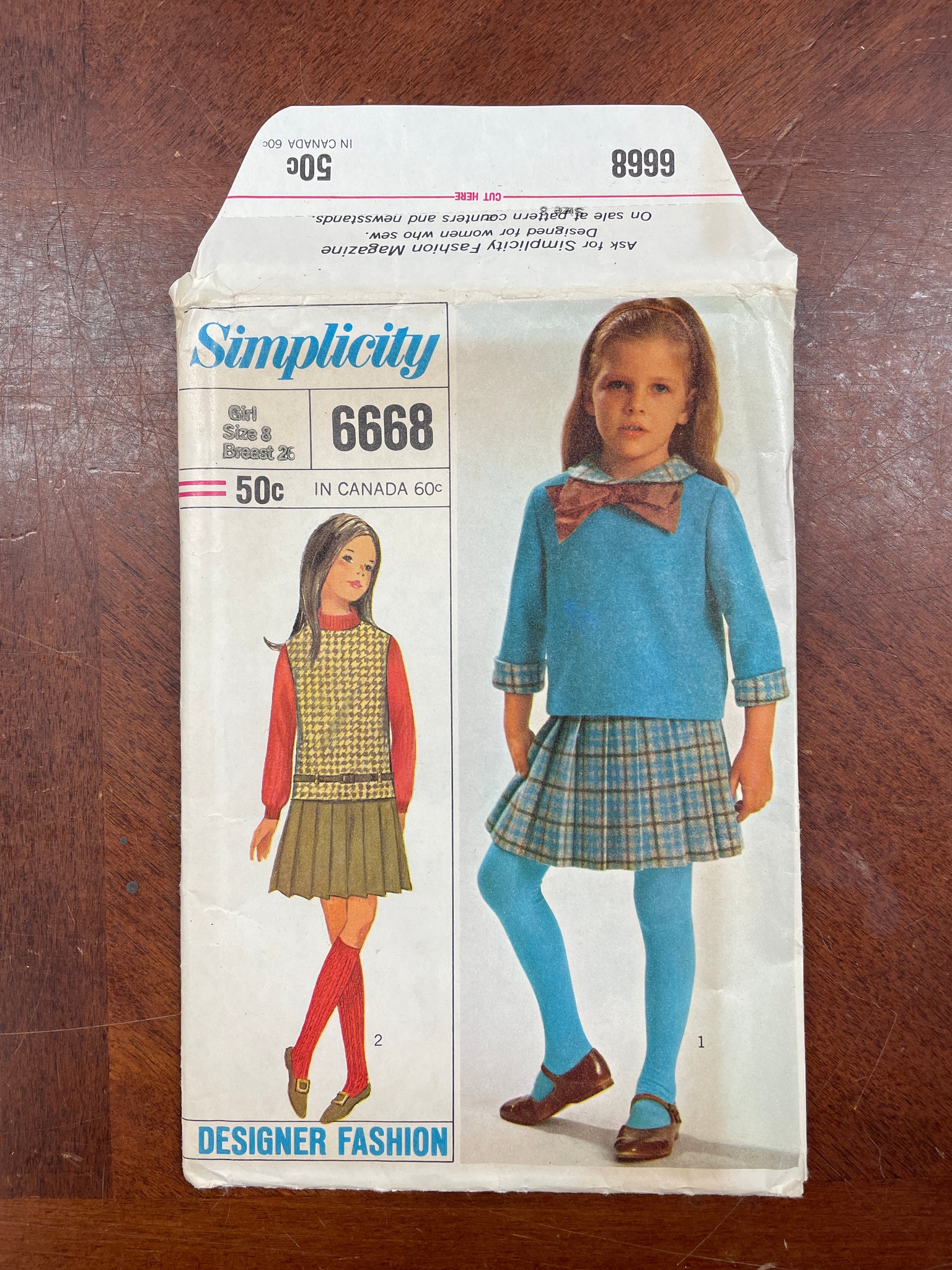 1966 Simplicity 6668 Pattern - Blouse and Skirt FACTORY FOLDED