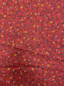 1 7/8 YD Cotton Duck - Dark Orange with Flowers and Vines