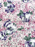 2 3/4 YD Cotton Loose Weave - White with Pink and Purple Flowers