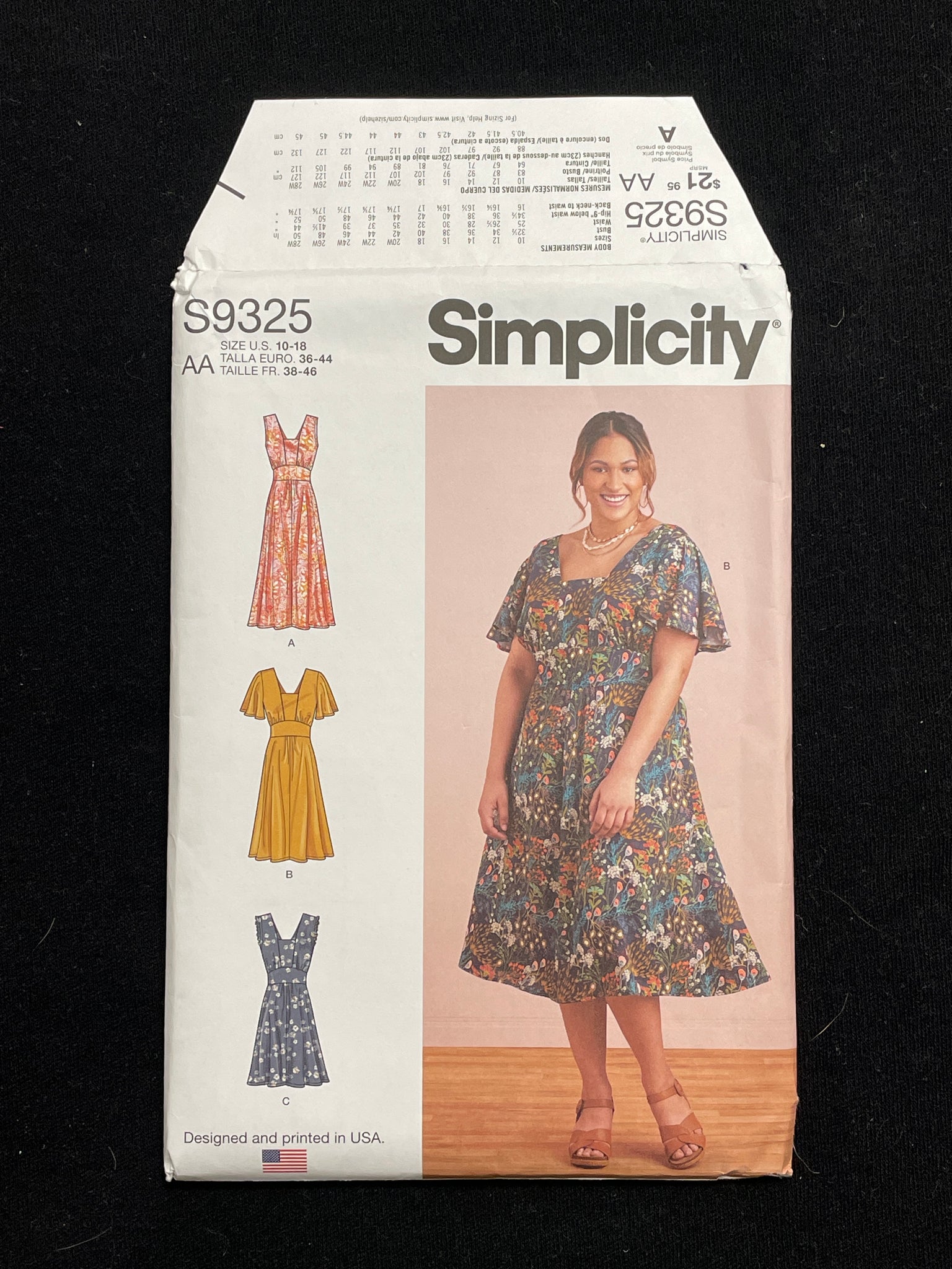 2021 Simplicity 9325 Pattern - Dress FACTORY FOLDED