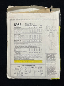 1967 McCall's 8982 Pattern - Dress, Jumper and Blouse